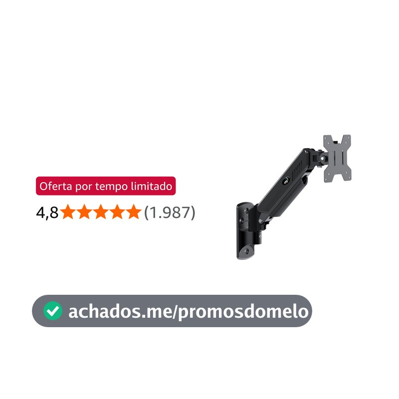 ELG, F410, Suporte Articulado de Parede, Pistão a Gás, Design Ergonômico e Ajustável, Monitores 17'' a 34'', Preto