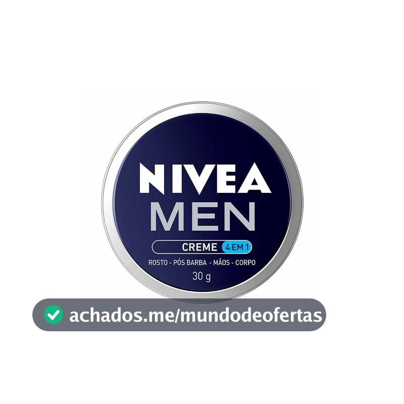 NIVEA MEN Creme 4 em 1 30g, Hidratação Intensa, Evita Ressecamento, Corporal, Facial, Mãos, Pós Barba, Pele Normal e Extrasseca