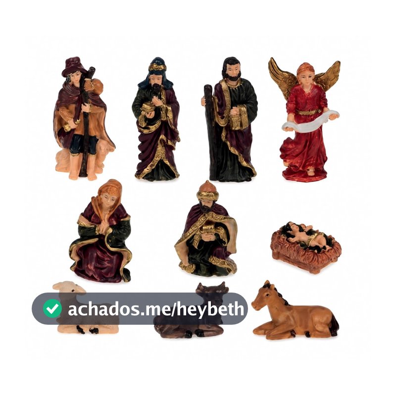 Presépio de Natal Resina 10 Peças, Sagrada Família, 9cm
