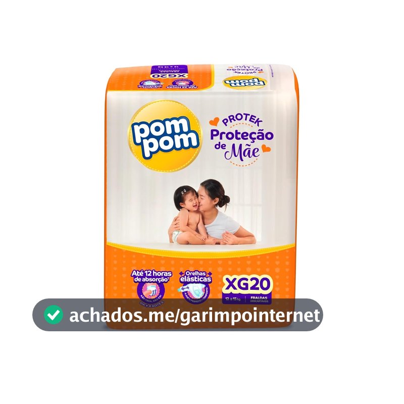 Fralda Pom Pom Protek Proteção de Mãe Jumbo XG 20 Unidades