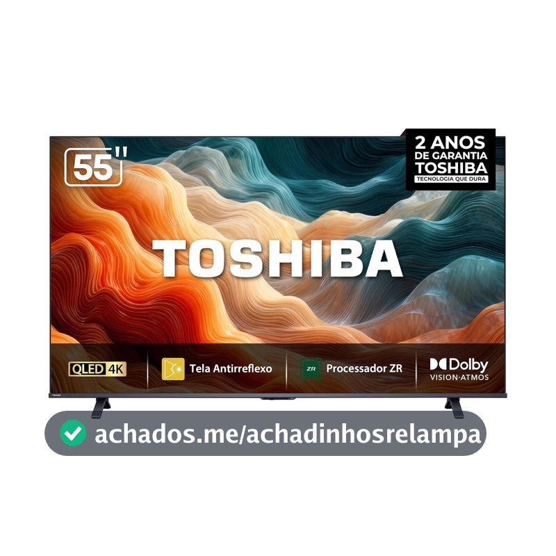 Toshiba Smart TV MiniLED QLED 4K 55" Polegadas 55M450SS com Painel Antirreflexo Processador de AI ZR Som Aprimorado por AI Modo Game