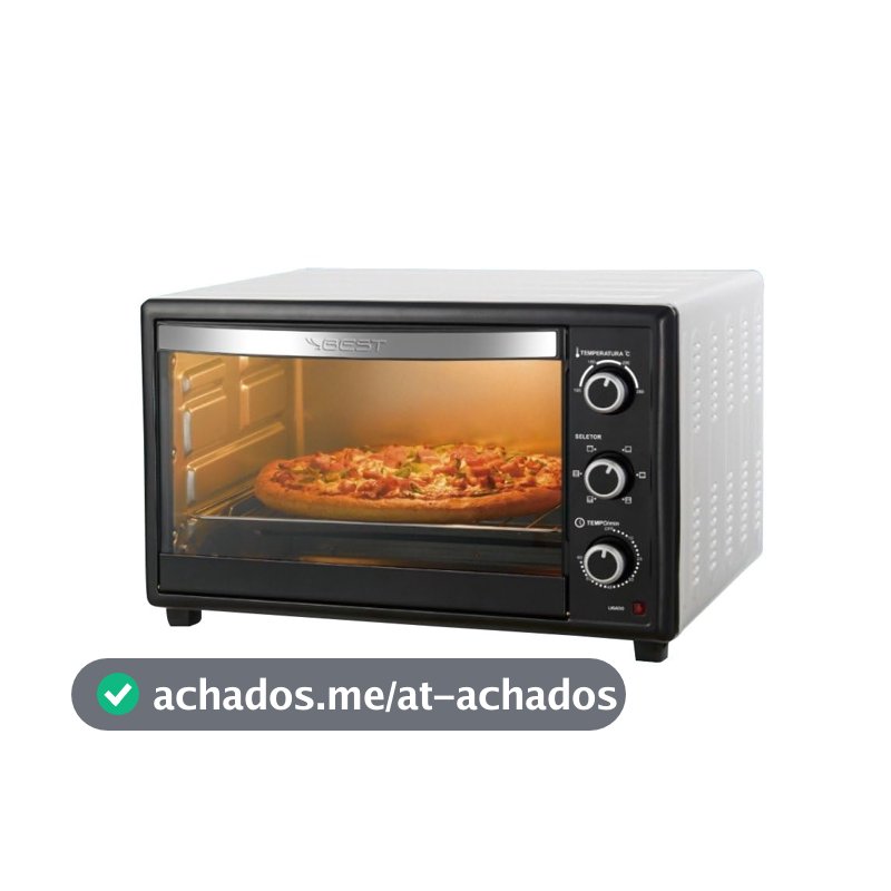 BEST Forno Elétrico 50L, Preto/Branco, 1800W 220V Timer 60 Minutos, Temperatura 100-250°C, Interior em Aço Zincado