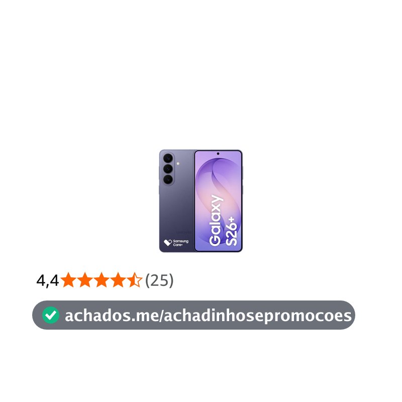 Celular Samsung Galaxy S26+ 5G, 256GB, 12GB RAM, Câmera Tripla de 50+12+10, Tela Grande de 6.7" - Violeta
