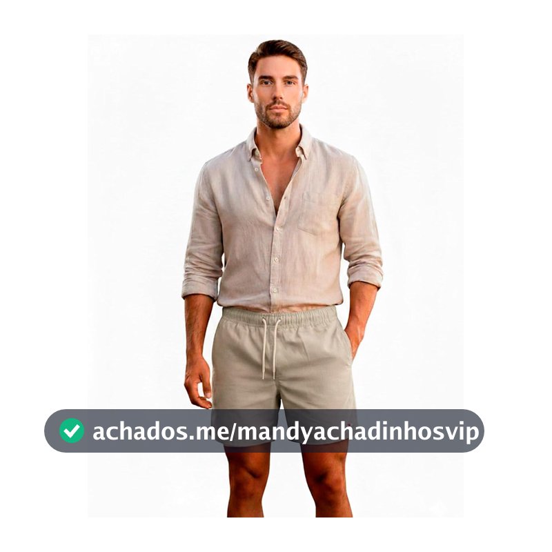 Bermuda Shorts Masculina Sandrini Linho Casual Elástico