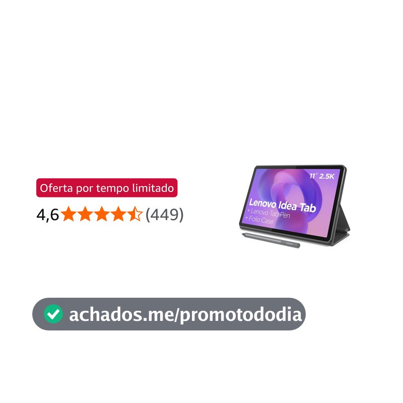 Tablet Lenovo Idea Tab 11" 90Hz - Octa-Core, 4GB RAM, 128GB, Wi-Fi 5, Android 15, Caneta e Capa