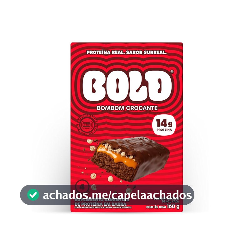 Bold Barra de Proteina Bombom Crocante 14g Kit com 4 Unidades