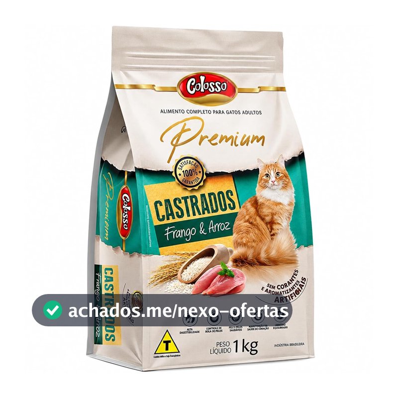 Colosso Premium Ração Gato Castrado Sabor Frango e Arroz 1kg