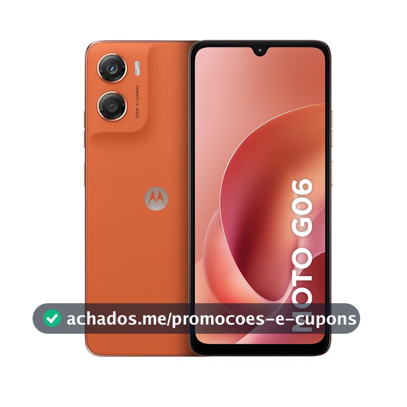 Smartphone Motorola Moto g06-128GB 12GB (4GB RAM + 8GB Ram Boost) e Camera 50MP com AI Bateria de 5200 mAh Tela 6.9" - Laranja