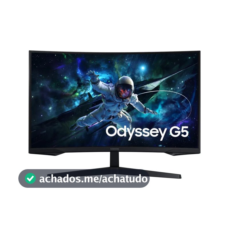 Monitor Gamer Samsung Odyssey G5 32, Resolução QHD, Taxa de atualização de 165Hz & 1ms de tempo de resposta (MPRT), Curvatura com 1000R, HDR 10, AMD FreeSync, Eye Saver Mode & Flicker Free Mode