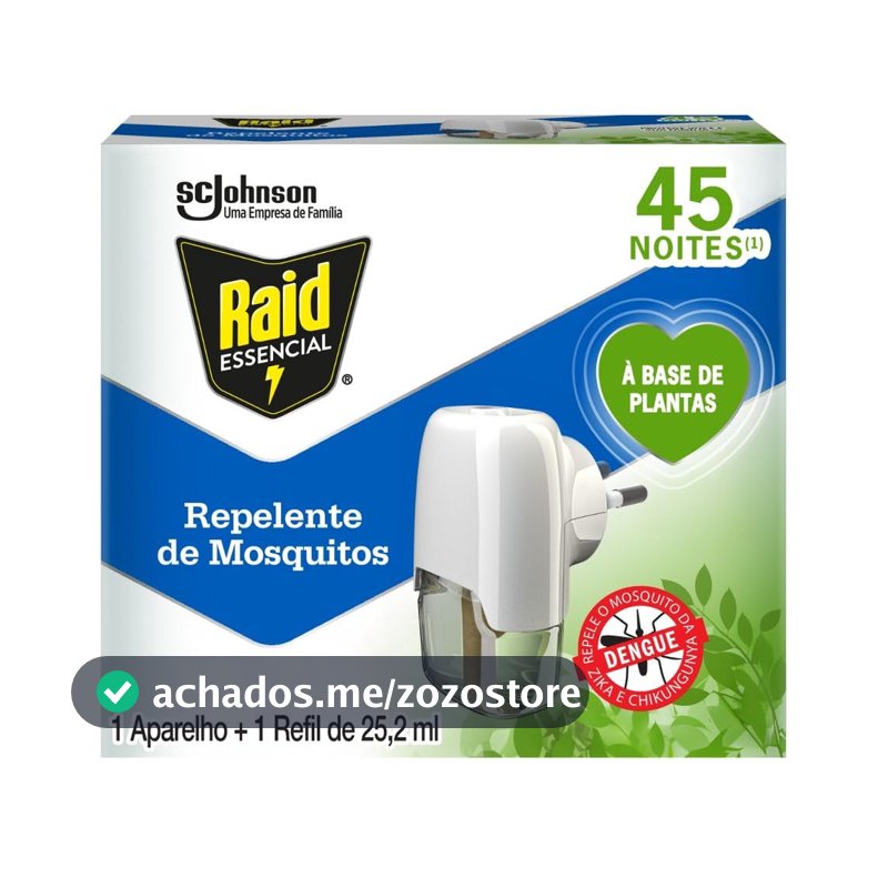 Raid Essencial Repelente Elétrico Líquido Base de Plantas Aparelho e Refil