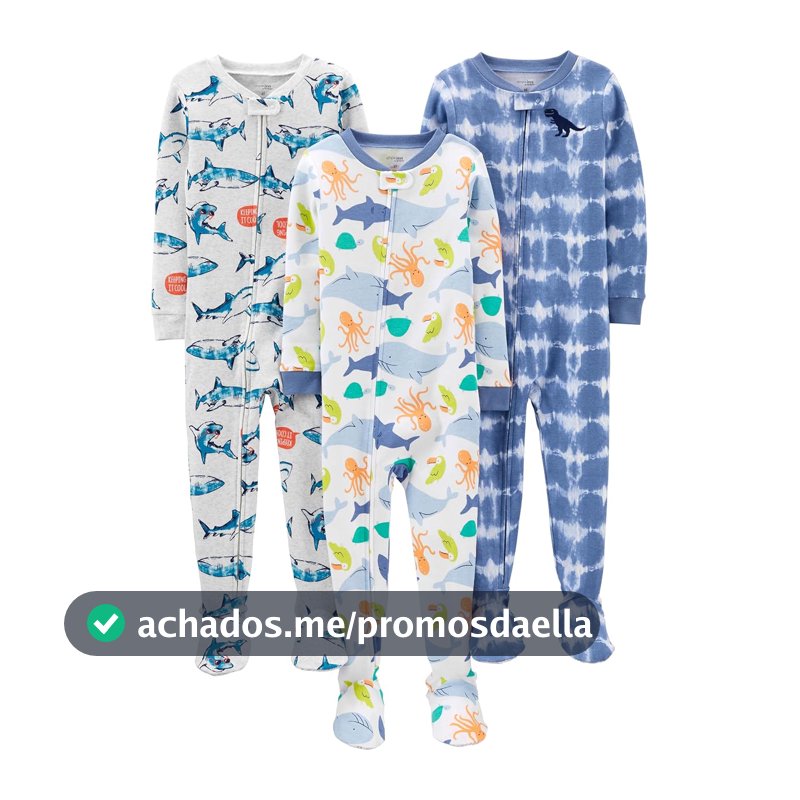 Macacão de dormir para bebês Pijama de algodão com pés justos Simple Joys by Carter'sMeninos