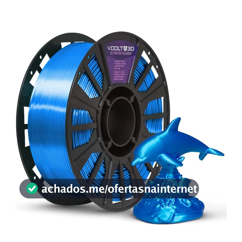Filamento PLA V-Silk High Speed 1Kg 1,75mm Efeito Seda Impressora 3D FDM Voolt3D (Azul Sky V-Silk)
