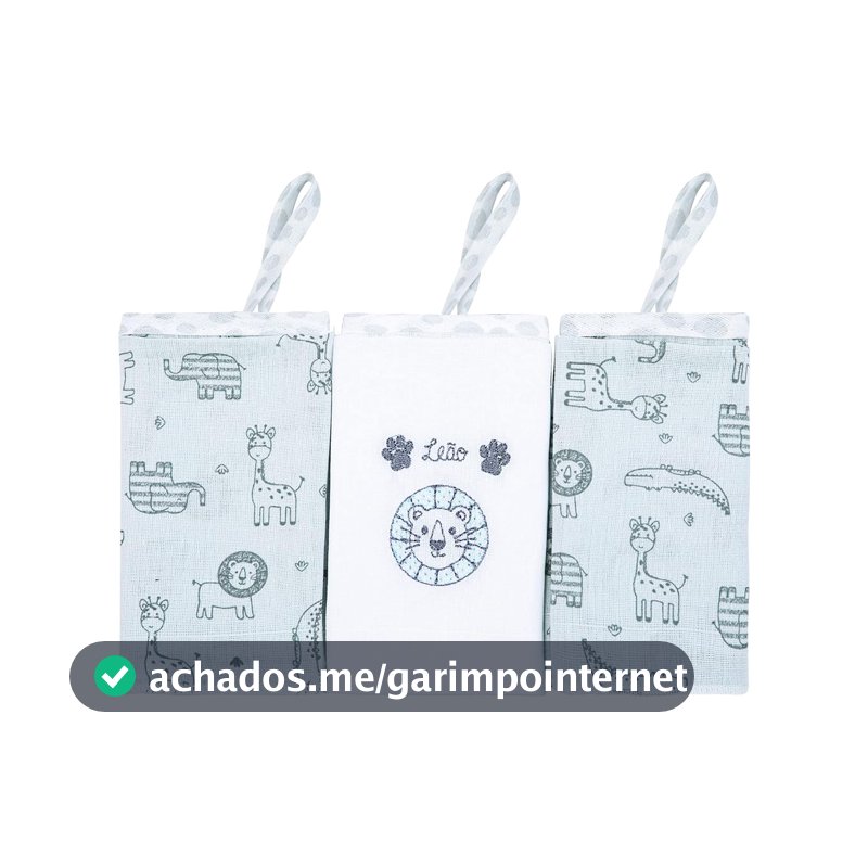 Papi Textil Paninho De Boca Papi Compose Bordado C/Prendedor De Chupeta 38Cm X 38Cm Contem 03 Un