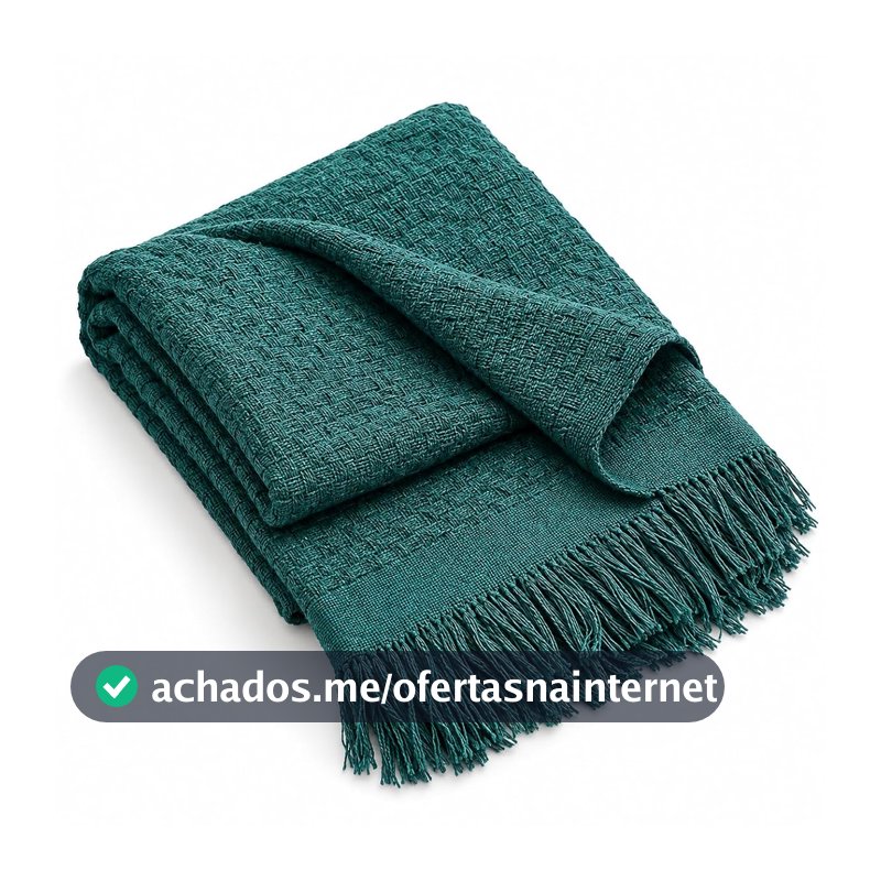 Decolab Manta para Sofá Toque Macio Boho Chic com Franjas Verde Musgo