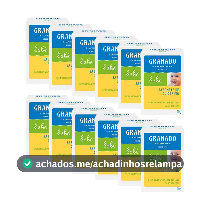 Sabonete Glicerinado para Bebê Granado, 90g, Pack com 12 Unidades