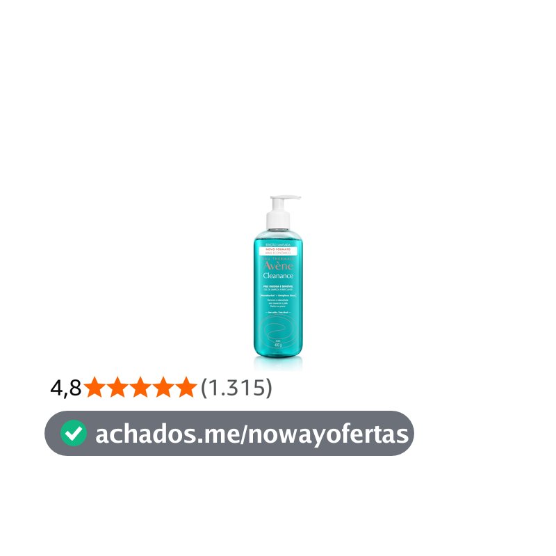 Gel de Limpeza Facial Avène Cleanance, Controle de Oleosidade e Desobstrução de Poros, 400g