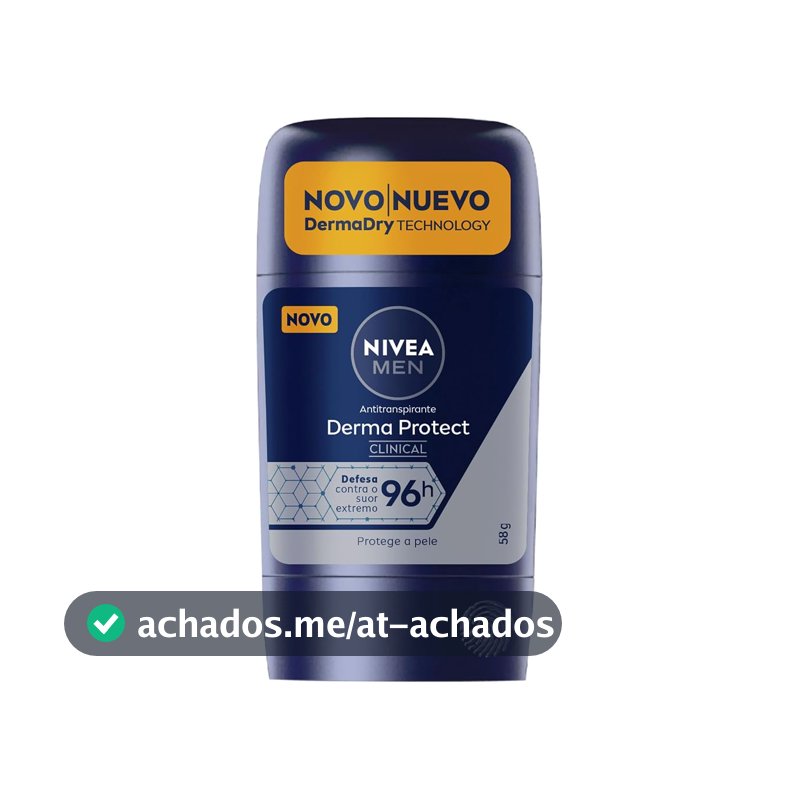 NIVEA MEN Desodorante Antitranspirante Stick Derma Protect Clinical 58g, Defesa Intensa 96h, Controle de Suor Extremo, Toque Suave, Protege a Pele