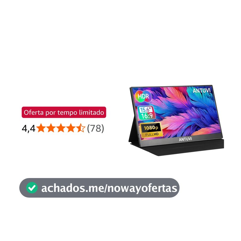 ANTUVI Monitor Portátil 15.6''+ Case, 1080P, MINI Segunda de Notebook Extensor De Tela, Ultra-Slim e portátil, com alto-falante de pé, Adequado para Viagens, Casa, Trabalho/Jogos