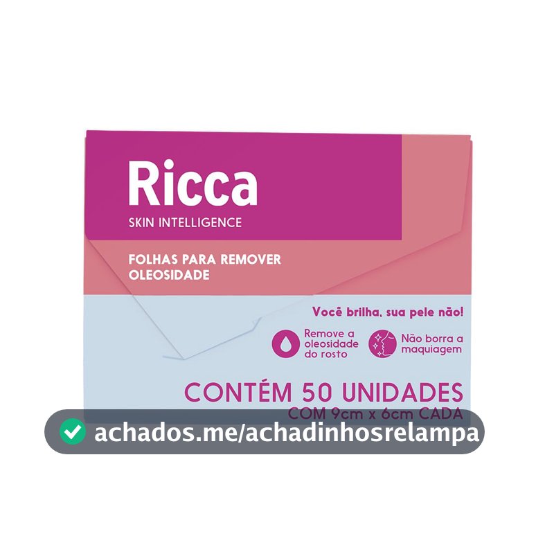 Ricca, Lenços Absorventes de Oleosidade para o Rosto, 50 unidades
