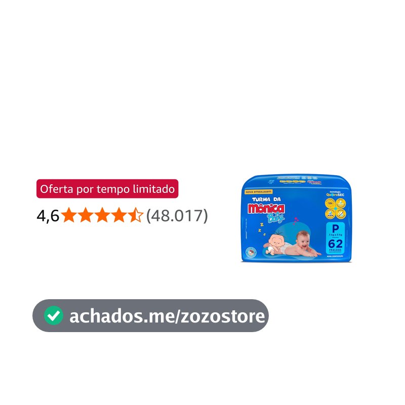 Fralda Turma da Mônica Baby Mega P 62 Unidades