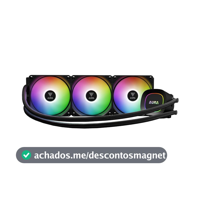 Water Cooler Gamdias Aura GL360 Preto ARGB AMD AM5 Intel LGA 1851