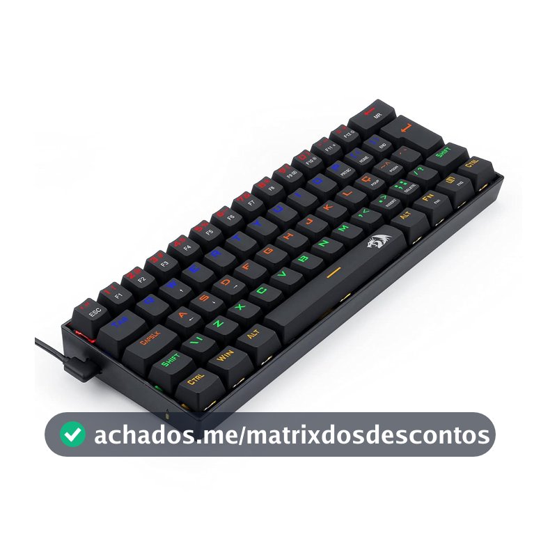 TECLADO GAMER MECANICO LAKSHMI RAINBOW PRETO SWITCH PRETO ABNT2 SWITCH BLACK