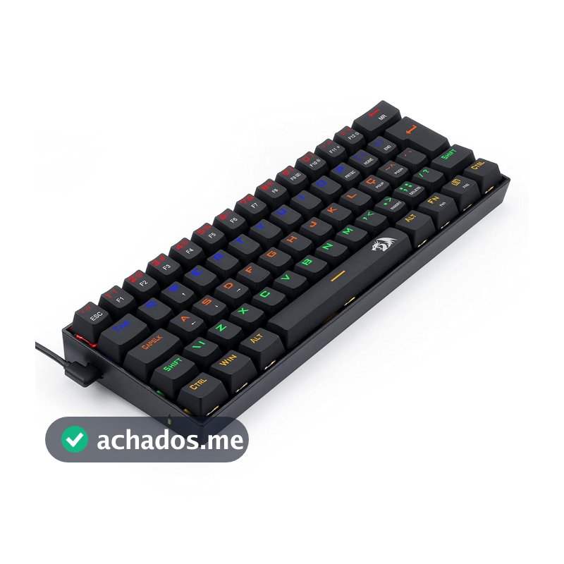 TECLADO GAMER MECANICO LAKSHMI RAINBOW PRETO SWITCH PRETO ABNT2 SWITCH BLACK