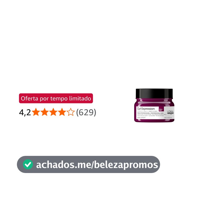 L´Oréal Professionnel Máscara de Tratamento Curl Expression Rich, Para Cabelos Crespos e Cacheados, Hidratação Intensa, Toque Sedosos e Luxuoso, Controle de Frizz, 250ml