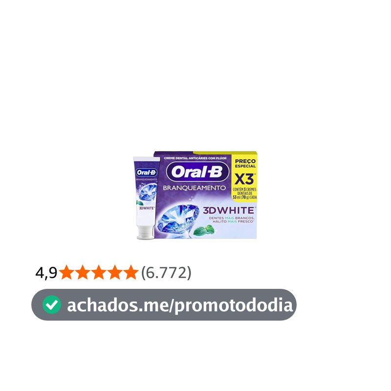Oral-B Pasta de Dente 3D White Brilliant Fresh, 3 Unidades de 70 g