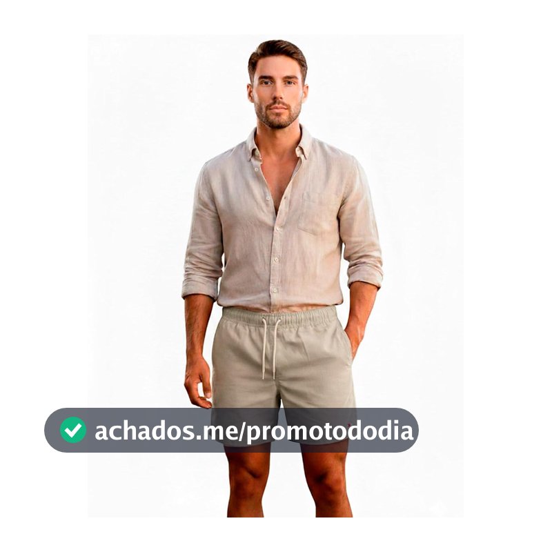Bermuda Shorts Masculina Sandrini Linho Casual Elástico