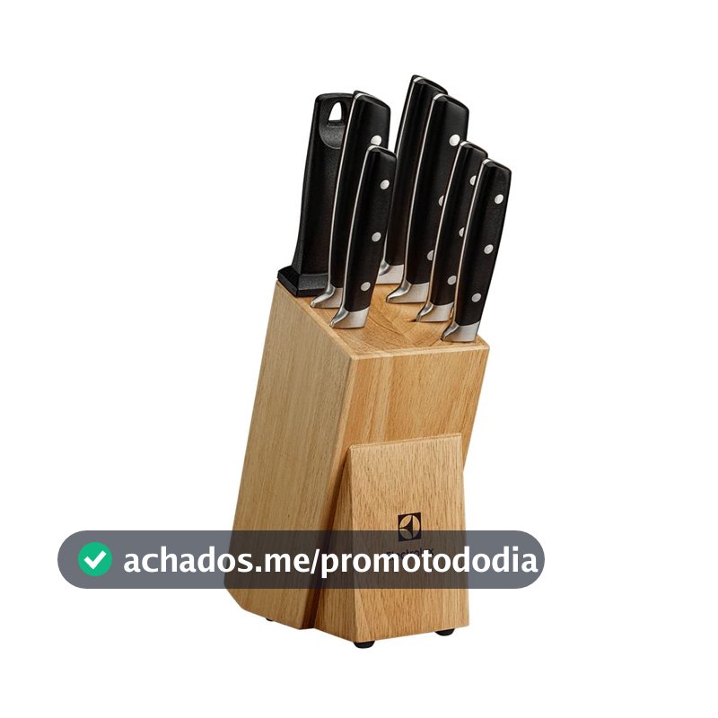 Electrolux Kit 6 Facas de Aço Inox, Afiador e Cepo de Bambu