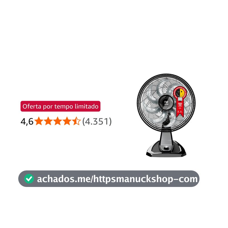 WAP Ventilador de Mesa e Parede 50cm FLOW TURBO, com Tecnologia Silenciosa e Econômica, 8 Pás e 3 Velocidades, 180W 220V