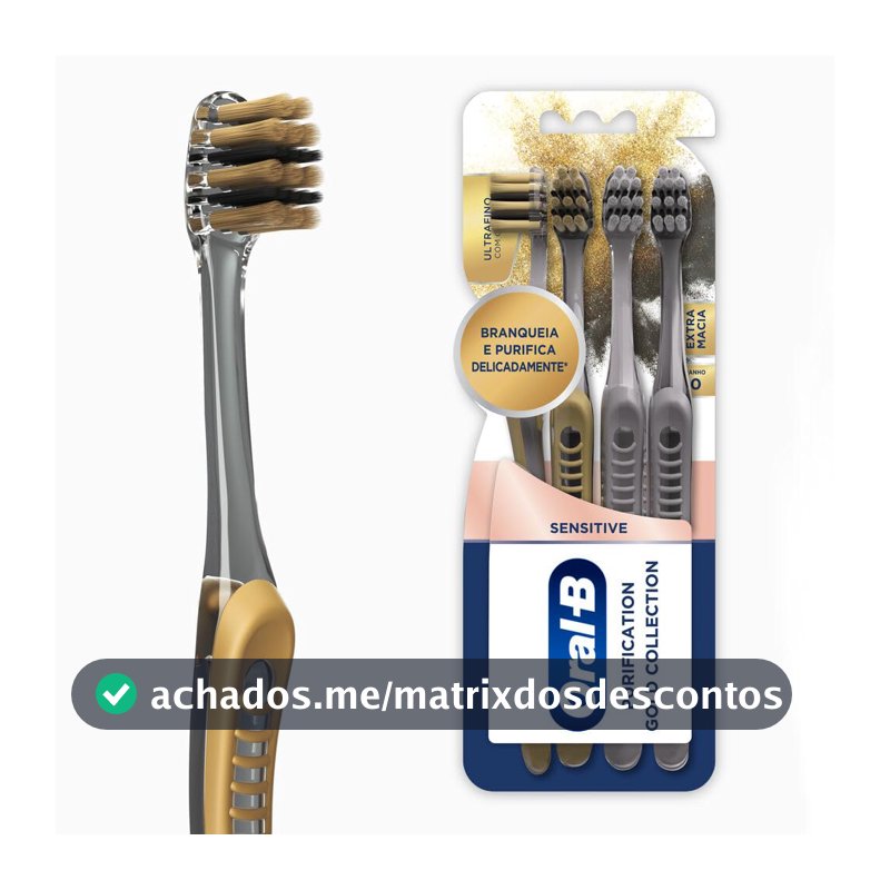 Oral-B Escova de Dente Sensitive Purification Gold Extra Macia 4 Unidades