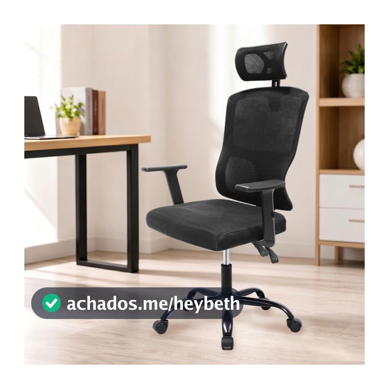 Cadeira Ergonômica 3D Ajustável com Reclinação 150°, Estrutura Reforçada 150kg, Cadeira de Trabalho com Apoio Lombar, Cabeça e Braços, Material Respirável (Preto)