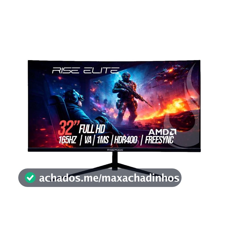 Rise Mode Monitor Gamer Curvo 32" Full HD 165Hz VA DisplayPort/HDMI, Preto
