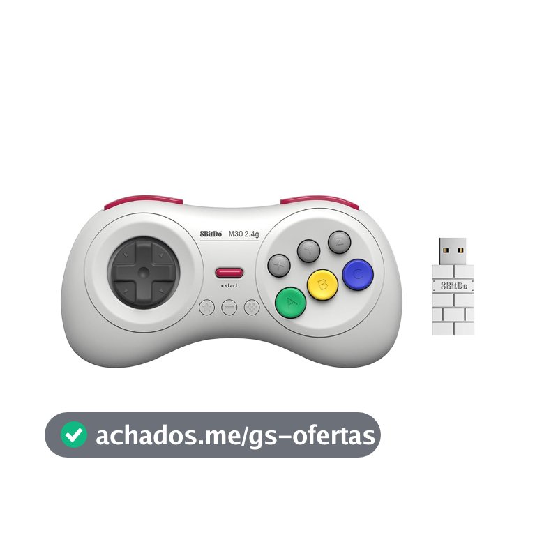 8Bitdo M30 2.4G Wireless Gamepad for Sega Genesis Mini and Mega Drive Mini and Switch with 6-Button Layout (White)