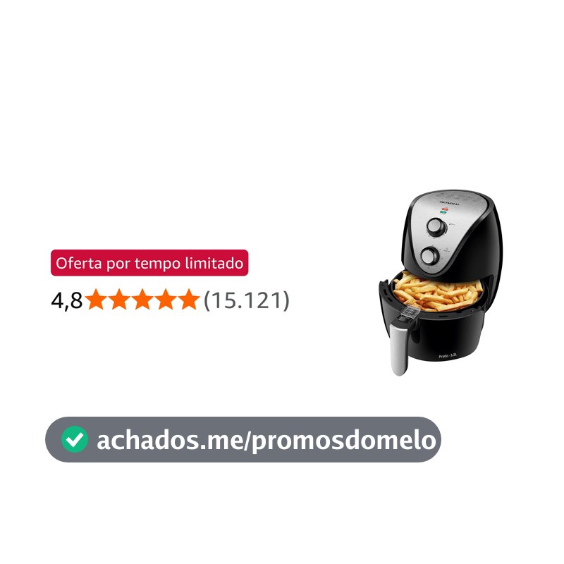 MONDIAL Fritadeira Sem Óleo Air Fryer 3,5L, Preto/Inox, 1500W, 110V - AF-30 I