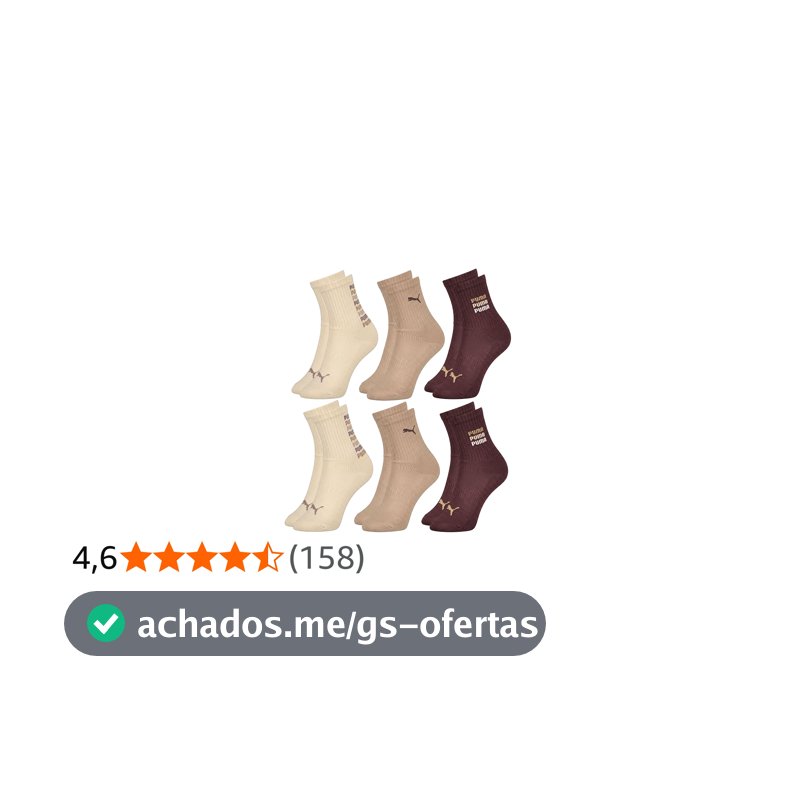 Kit 6 Pares De Meia Infantil Puma Cano Alto Algodão Menino Criança