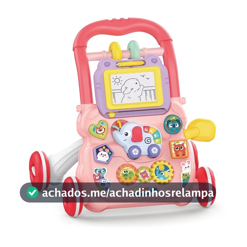 Andador Infantil de Empurrar Didático para Bebê Teclado Musical Lousa Mágica Brinquedo Educativo