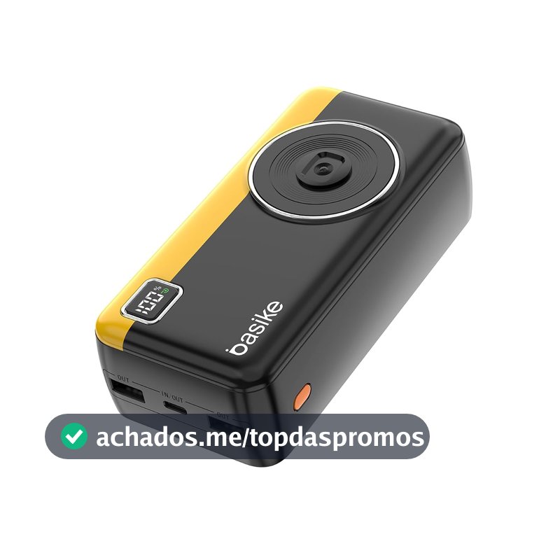 Power Bank 30000mAh, Basike Carregador Portátil com Cabo(Preto)