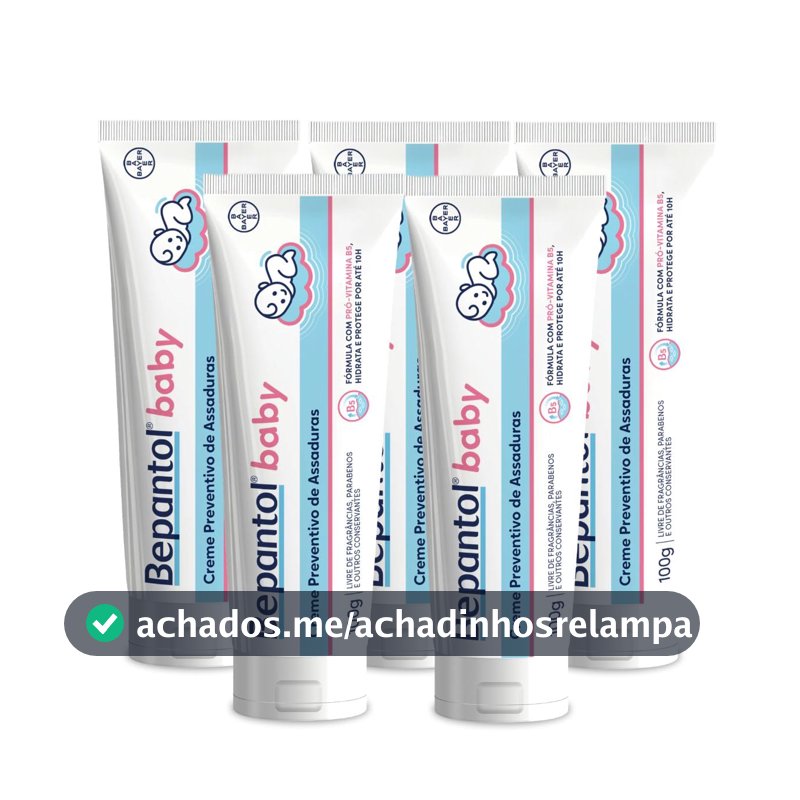 Kit 5 Cremes Pomadas de Assaduras Vit B5 com 100g cada, Total 500g - Bepantol Baby