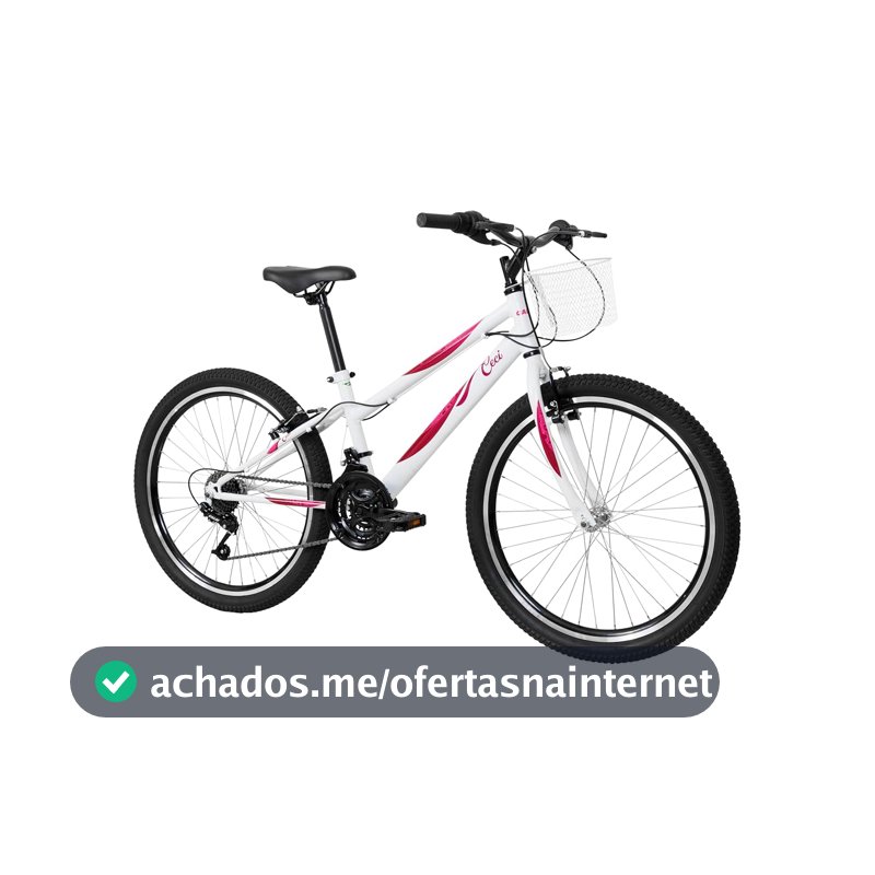 Bicicleta Caloi Ceci Aro 24, 21 Marchas, Grip Shift, Freio V-Brake, Aros de Alumínio Parede Dupla, Cestinha, Passeio e Lazer