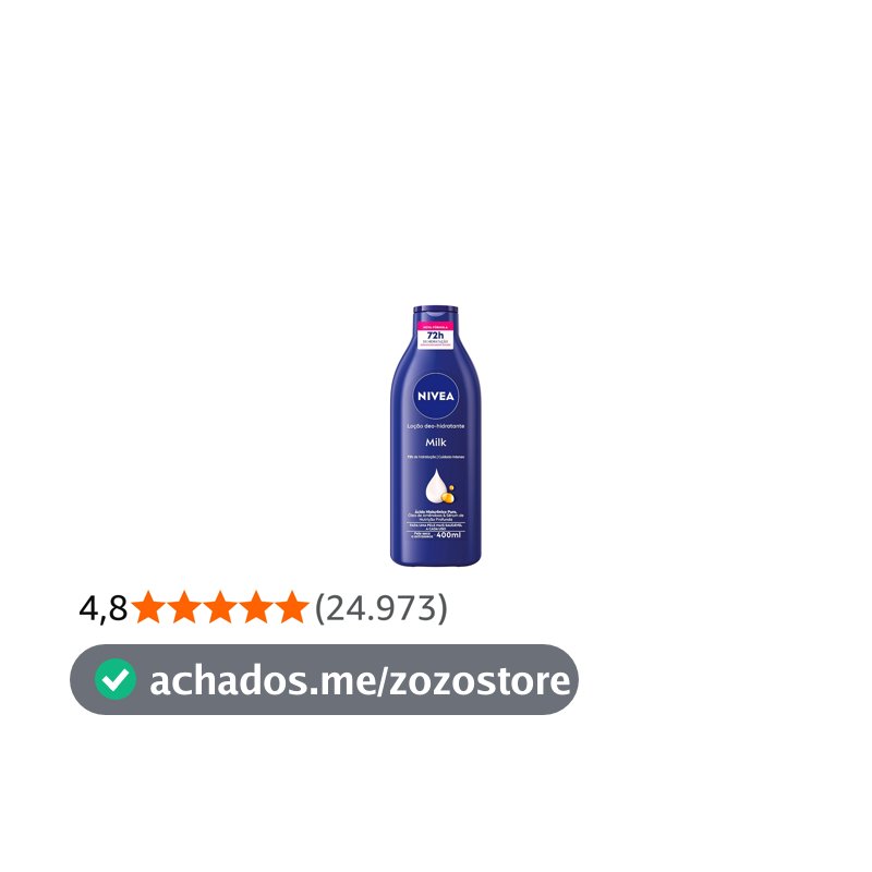 NIVEA Loção Deo-Hidratante Milk 400ml, Hidratação Profunda 72h, Hialurônico Puro, Corporal, Pele Seca e Extrasseca