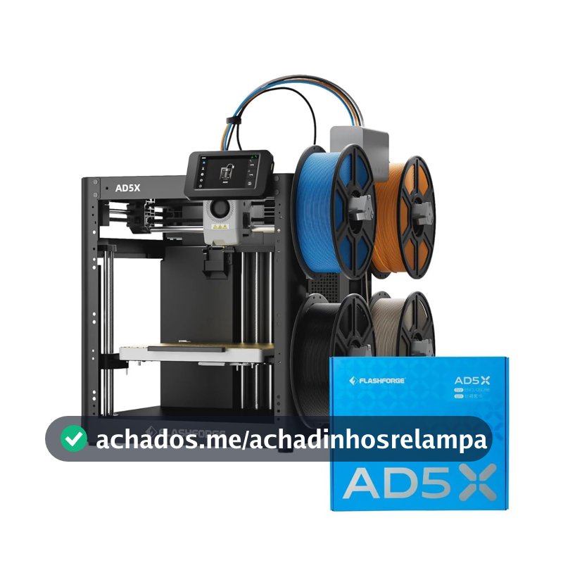 AD5X Impressora 3D Multicolorida CoreXY 600mm/s, 127V e 220V Comutável, Nivelamento Automático 1-Clique, Extrusora Direta 300°C, Volume Construção 220x220x220mm