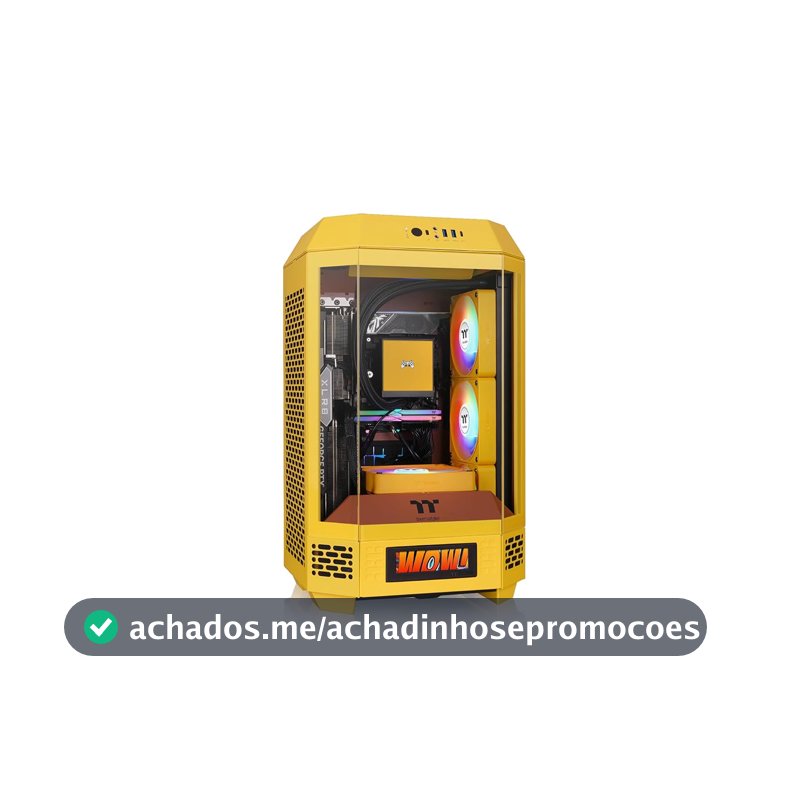 Thermaltake Torre Mini Torre 250 mITX; Ventoinhas CT de 2 x 120 mm incluídas; Suporte de radiador de 360 mm; Folga GPU de 360 mm; Câmara Dupla; Caramelo de Manteiga; CA-1Z9-00SMWN-00