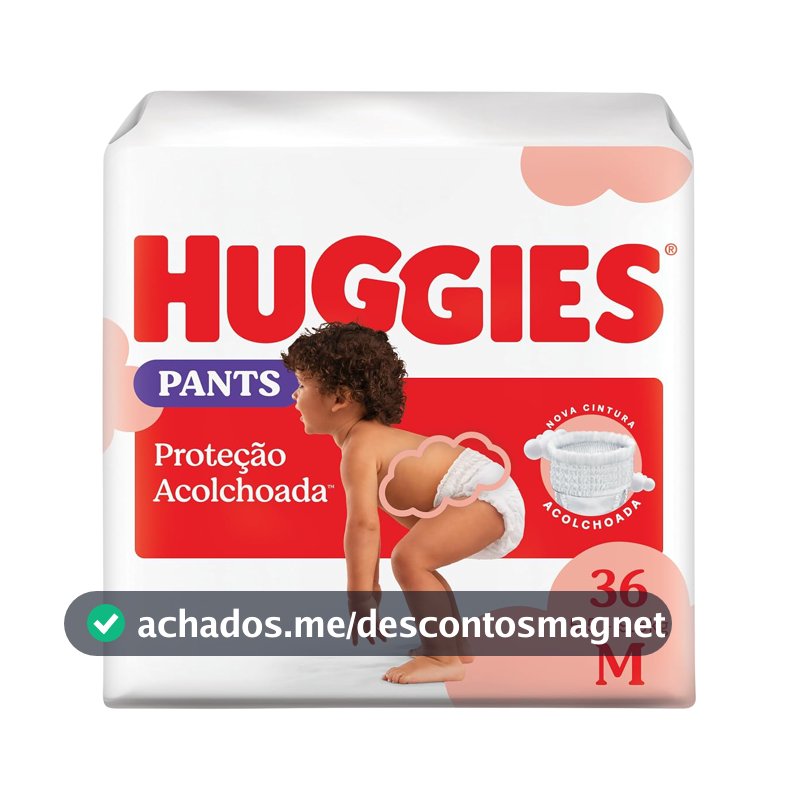 Fralda Pants Huggies Supreme Care, Tamanho M, 36 unidades, Estilo Roupinha, para 5,5 a 9,5 kg