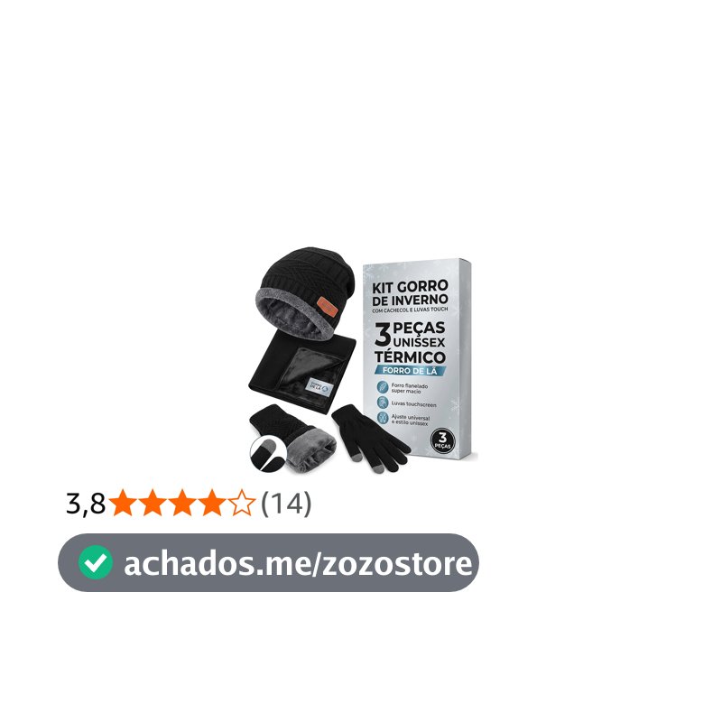 Kit Gorro de Inverno com Cachecol e Luvas Touch, 3 Peças, Forro de Lã