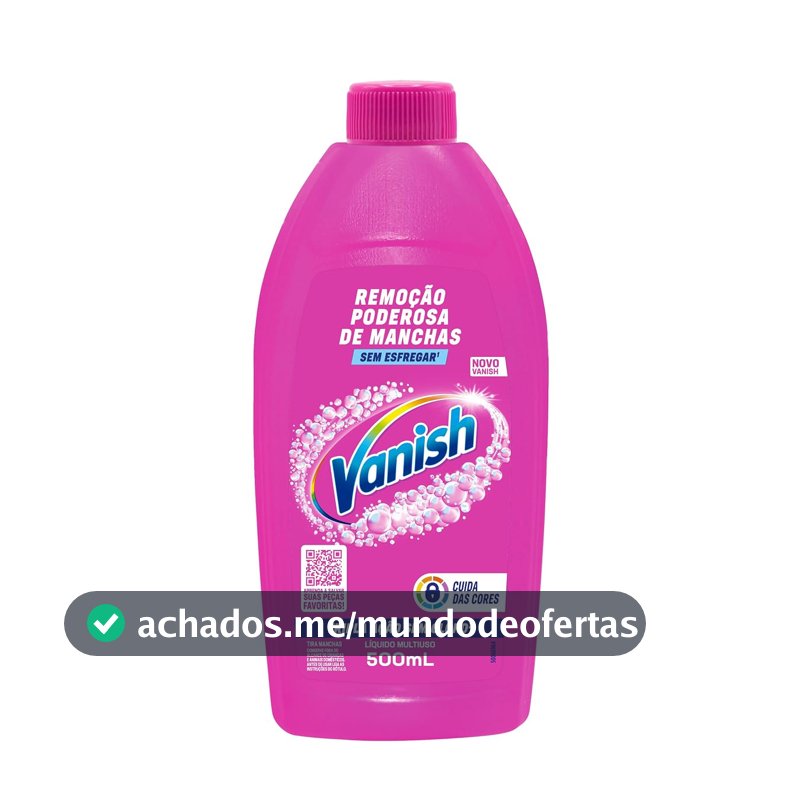 Tira Manchas Líquido Vanish Oxi Action Pink 500ml para Roupas Coloridas. Sem Cloro, Remove Manchas sem Danificar o Tecido, Preserva as Cores e Deixa as Roupas com Aparência de Novas.