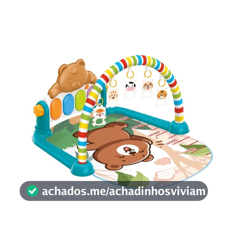Tapete De Atividades Para Bebê Ginásio Piano Musical 5 Brinquedos Interativo Happy Maxi Baby (Verde)