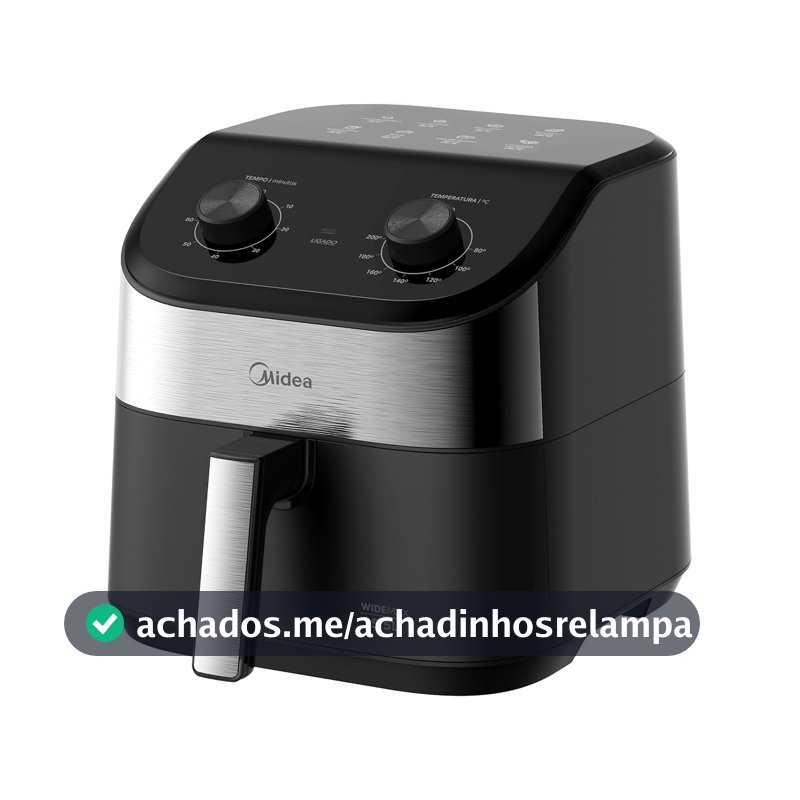 Fritadeira Midea Air Fryer 5,5L, design de dois botões, ampla faixa de temperatura de 80°C a 200°C, cesto antiaderente e prato para vegetais, 1900W, 220V, FWM55P2